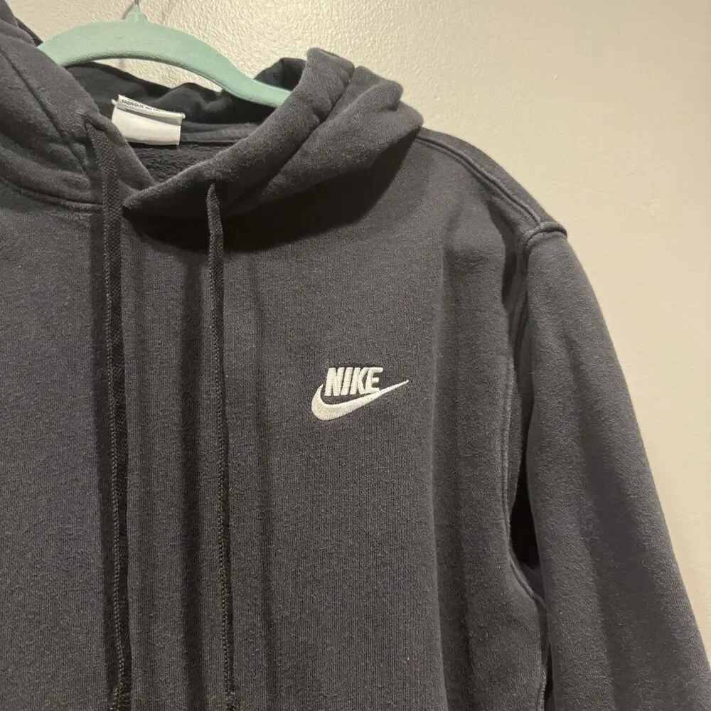 Nike Club Sweatshirt Fleece Hooded Black Pullover Relaxed Streetwear Men Medium